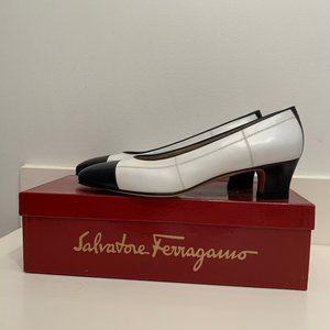 Vintage Ferragamo Navy & White Spectator Heels